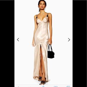 TopShop Lace Insert Satin Slip Maxi Dress